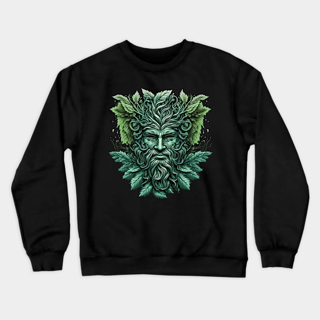 Jack Of The Wood Traditional Pagan Celtic Greenman Crewneck Sweatshirt by ShirtFace